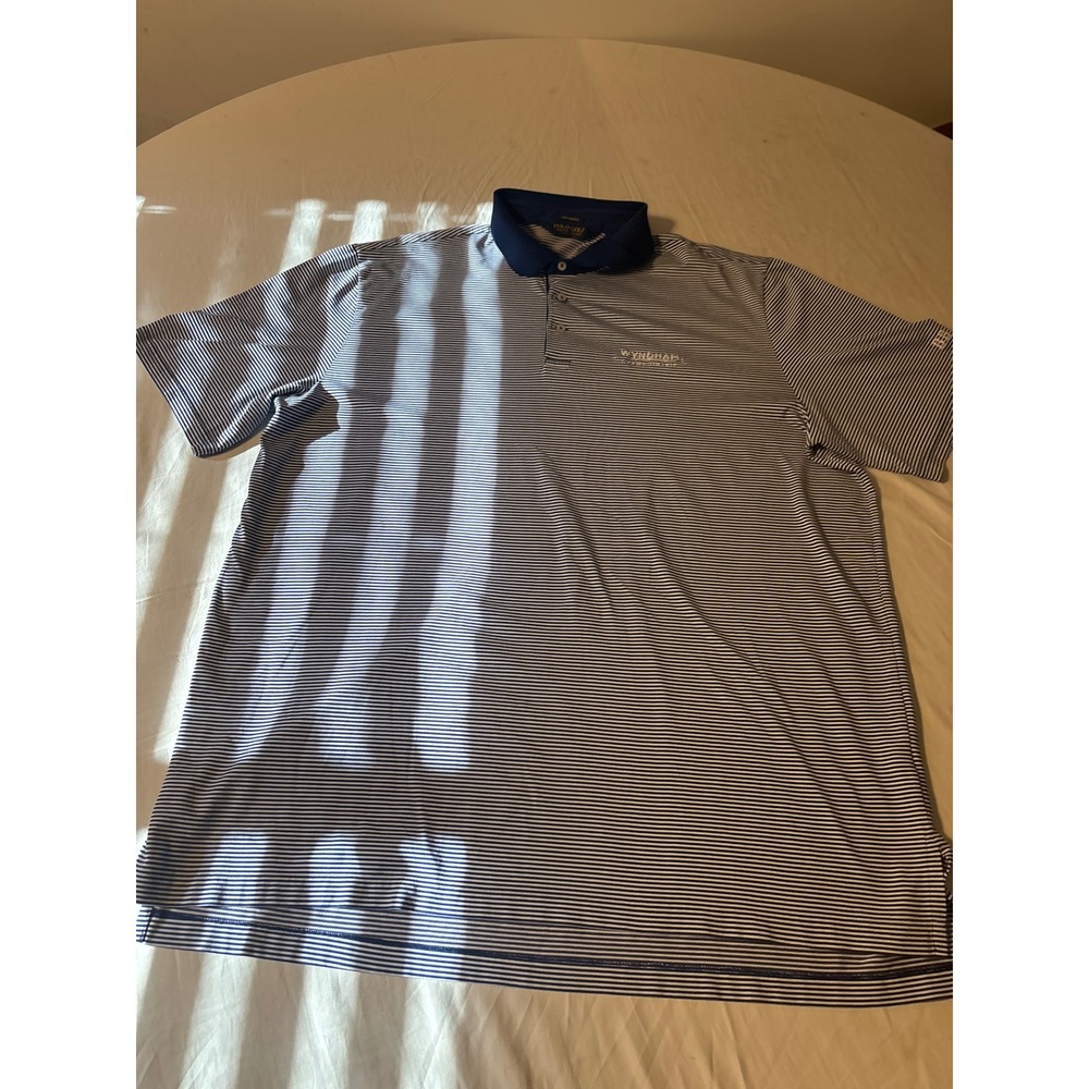 Polo Golf‎ Ralph Lauren Polo Shirt Mens XXL Navy Blue Excellent Wyndham Stripe